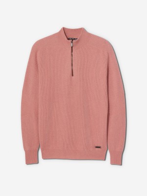 Ash Rose Sun Day Red 3D Knit Cashmere Quarter Zip | 13570-IMKR