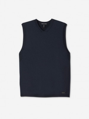 Navy Sun Day Red 3D Knit Cashmere Vest | 71954-CHWR