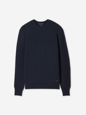 Navy Sun Day Red 3D Knit Lightweight Crew | 19876-VTHU