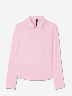 Pink Sun Day Red Long Sleeve Performance Victoria Polo | 37519-OTKL