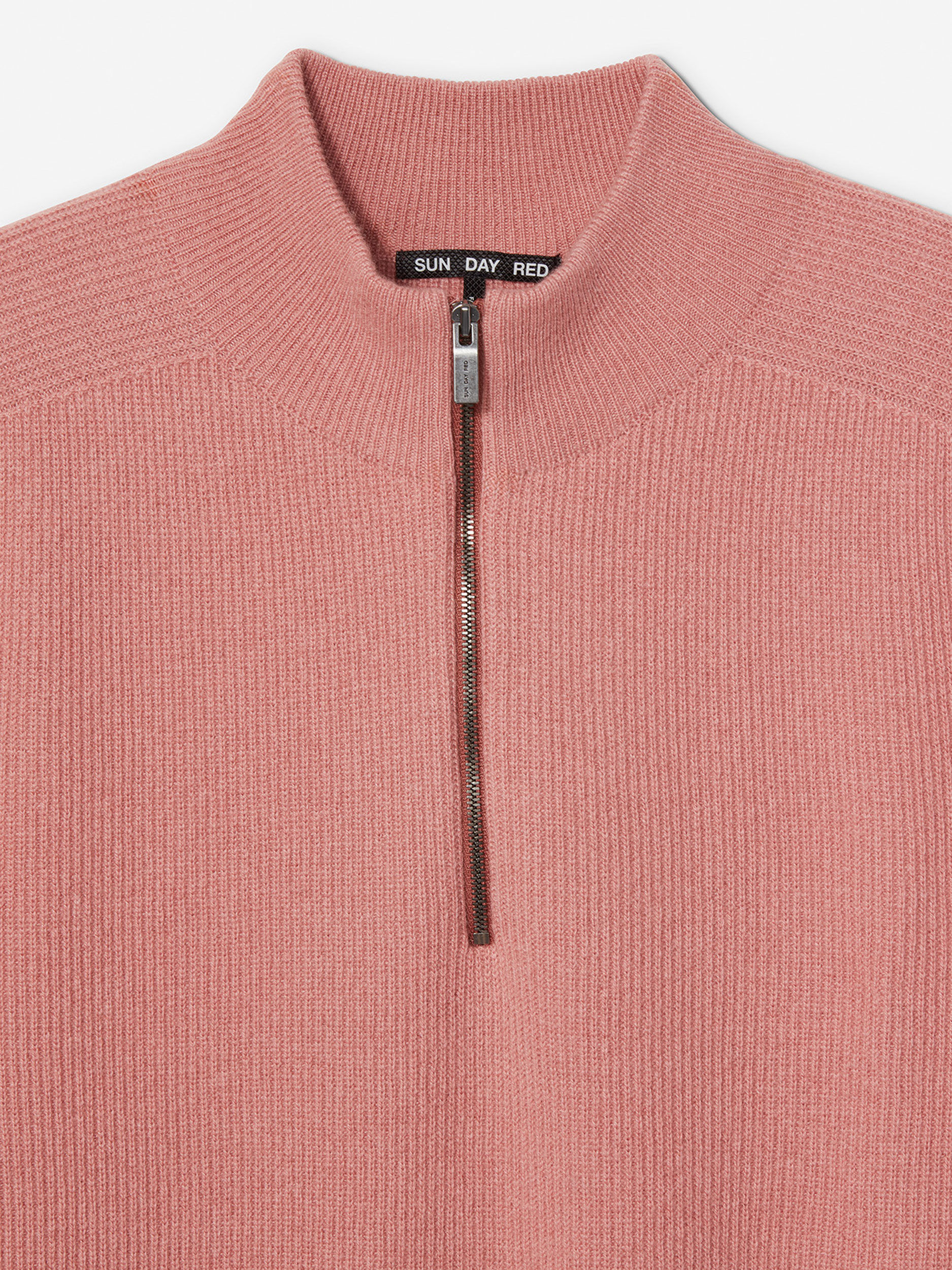 Ash Rose               Sun Day Red 3D Knit Cashmere Quarter Zip | 13570-IMKR