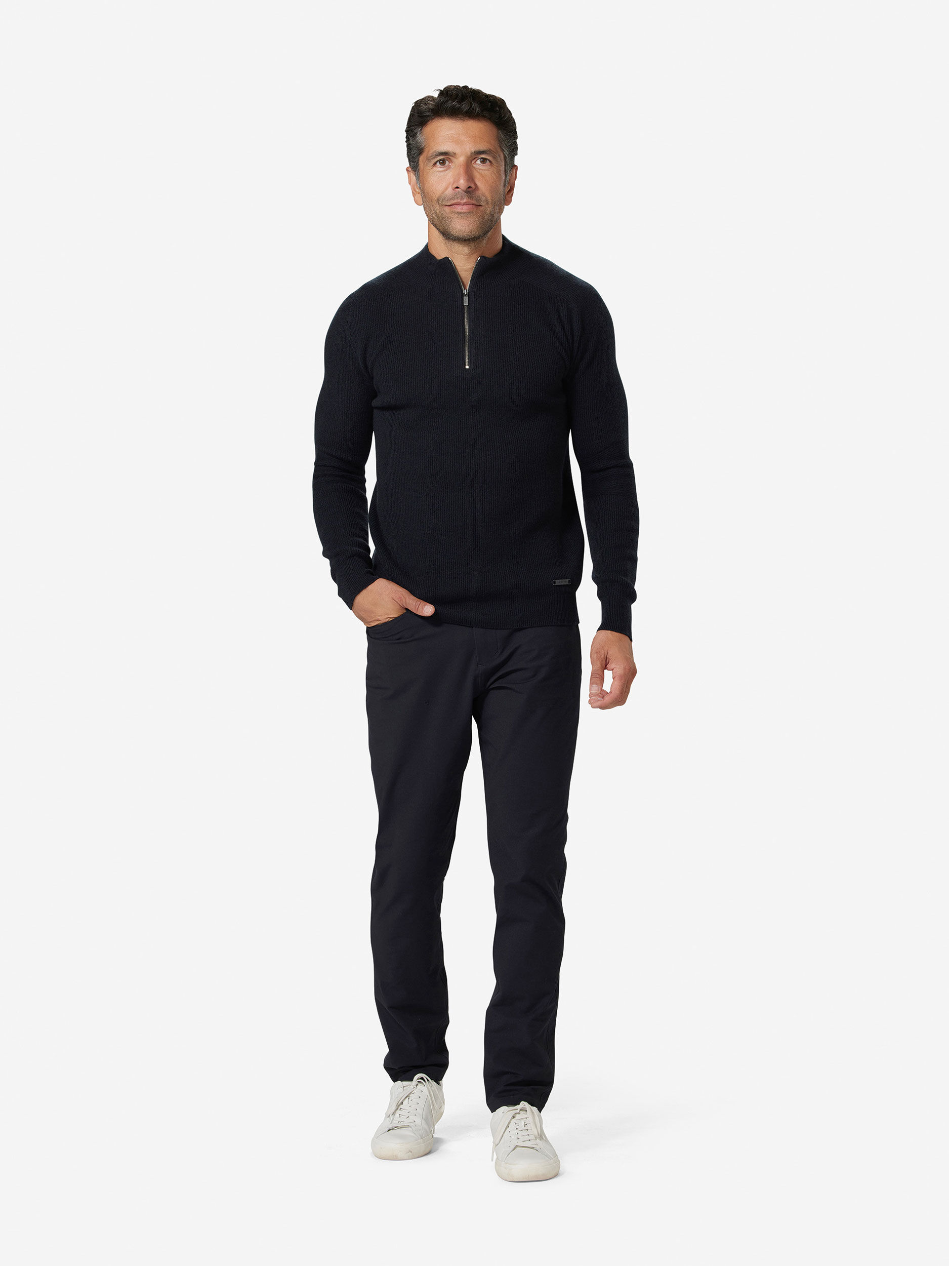 Black               Sun Day Red 3D Knit Cashmere Quarter Zip | 92036-DFVI