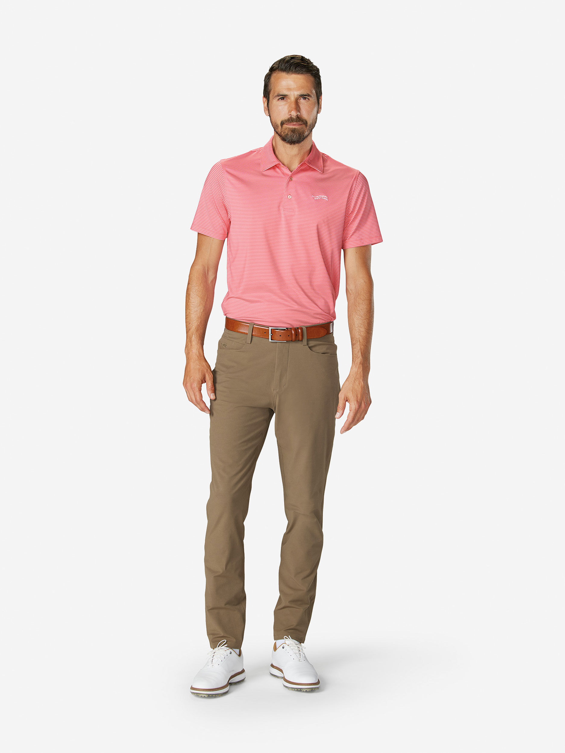 Calypso Coral               Sun Day Red Classic Stripe Polo | 73018-SOYD