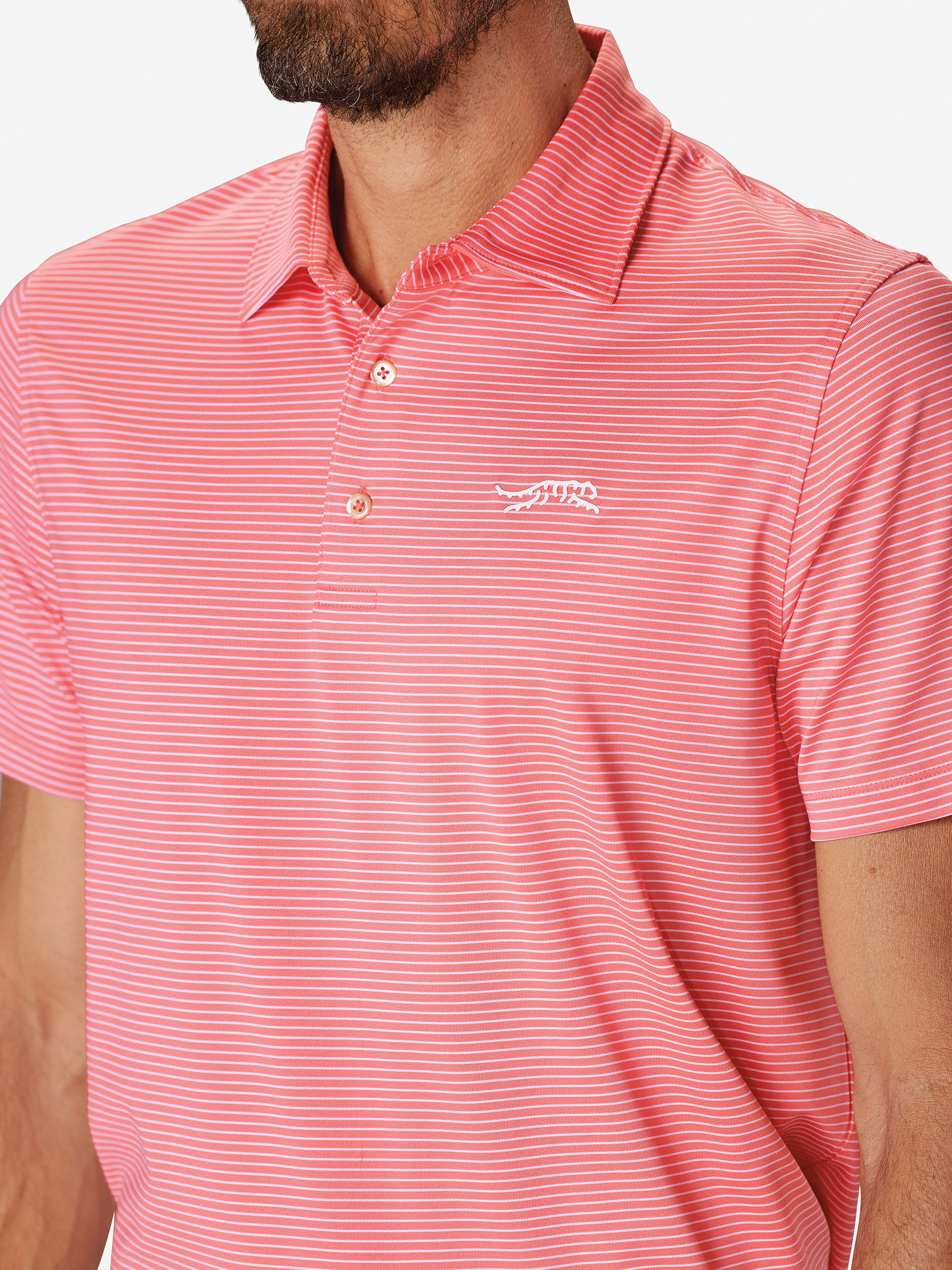 Calypso Coral               Sun Day Red Classic Stripe Polo | 73018-SOYD