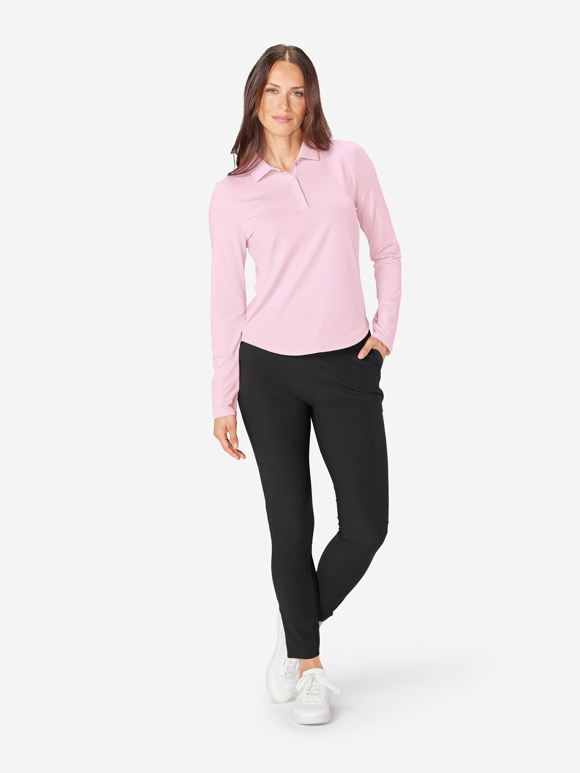 Pink               Sun Day Red Long Sleeve Performance Victoria Polo | 37519-OTKL