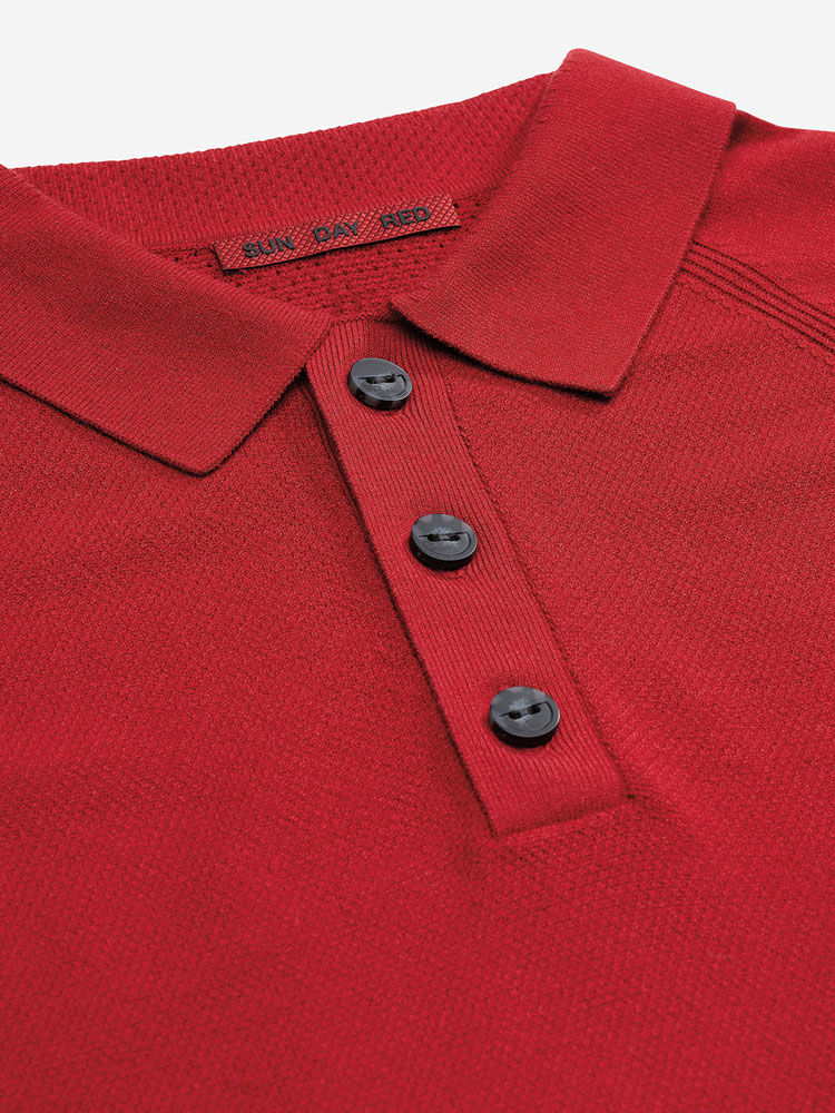 Sunday Red               Sun Day Red 3D Knit Polo | 24689-FSGA